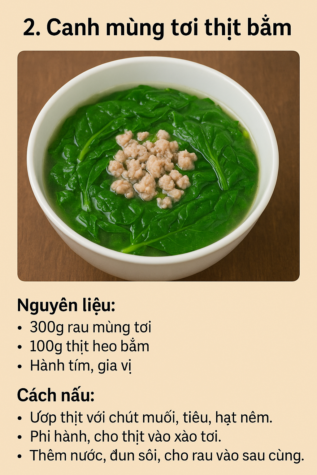 hình ảnh mùng tơi thịt bằm