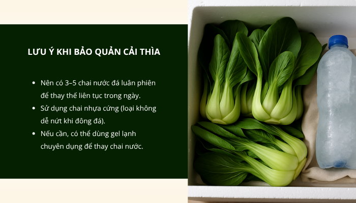 Sử dụng chai nước đá đặt cạnh rau.